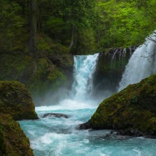 time lapse photography of flowing waterfall